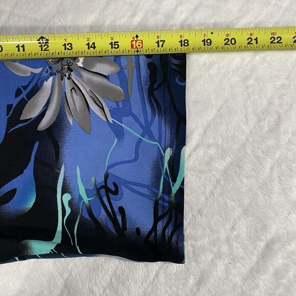 Ulla Popken Top Women's Plus Sz 24/26 Blue Abstract Artsy Stretch Button Down - Picture 6 of 8